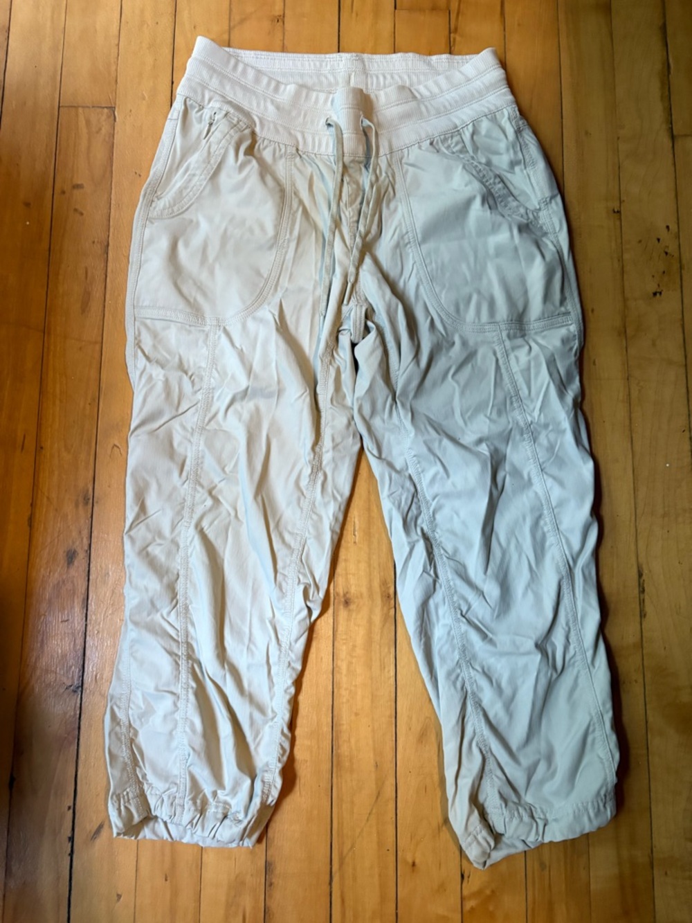The North Face Cream Drawstring Capris with Elastic Cuffs